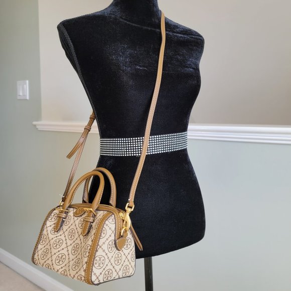 Tory Burch⭐️host pick⭐T Monogram Jacquard Mini Duffle Barrel Crossbody Hazel NWT - Picture 3 of 11